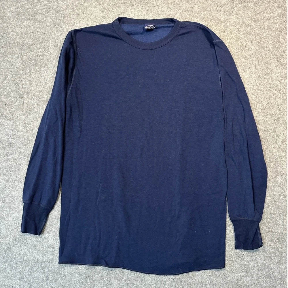 Duofold Thermal Base Layer Shirt Tall XL Navy Blue Made in USA Long Sleeve